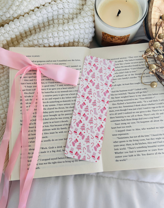 Pink Girly Christmas Bookmark