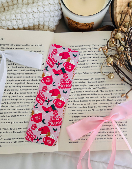 Retro Hot Pink Christmas Bookmark